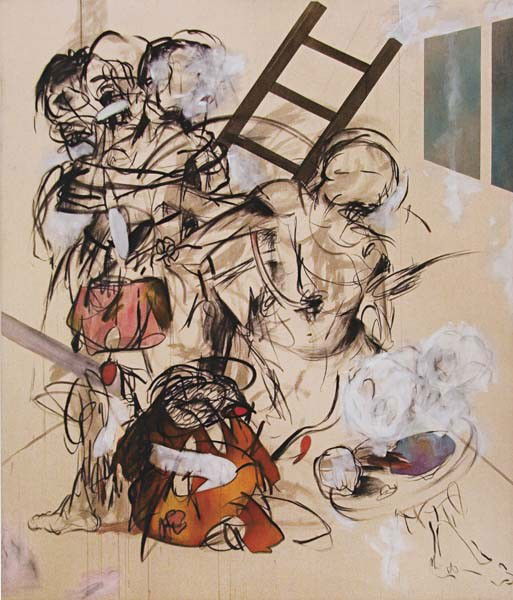 AHMED ALSOUDANI, Untitled, 2007: Untitled, 2007. Charcoal, acrylic and oil on canvas. 213.4 x 182.9 cm (84 x 72 in). Signed and dated “Soudani 07” on the reverse. ‡ PROVENANCE Mehr Gallery, New York EXHIBITIED New York, Meh