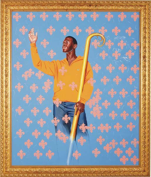 KEHINDE WILEY, St. Remi, 2004: St. Remi, 2004. Oil on canvas in artist’s frame. 208 × 179.1 cm (82 × 70 1/2 in). Signed and dated ‘Kehinde Wiley ’04’ on the reverse. ‡ PROVENANCE Acquired directly from the artist by