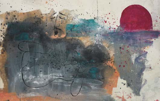 FRIEDRICH KUNATH, Untitled, 2007: Untitled, 2007. Watercolour and gouache on canvas. 85 × 135 cm (33 1/2 × 53 1/8 in). Signed and dated ‘Friedrich Kunath 2007’ on the overlap. ‡ ♠ PROVENANCE Blum & Poe, Los Angeles