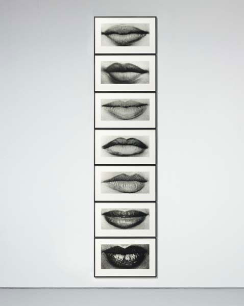 SAM SAMORE, Tower of Lips, 1995: Tower of Lips, 1995. Seven black-and-white photographs. Each sheet: 80 × 128 cm (31 1/2 × 50 3/8 in); approximate installation dimensions: 580 × 130 cm (228 3/8 × 51 in). This work