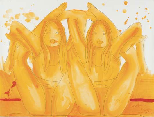 MARC QUINN, Gold Laocoon, 2007: Gold Laocoon, 2007. Watercolour and graphite on paper. 79 × 104 cm (31 1/8 × 40 7/8 in). Signed, titled and dated ‘Gold laocoon 16.2.07 Marc Quinn’ lower right. ♠ PROVENANCE Acquir