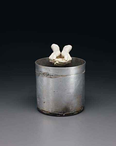 JAUME PLENSA, Freud Children, 2001: Freud Children, 2001. Steel, water pump and plaster hands. 32 × 26 × 31 cm (12 5/8 × 10 1/4 × 12 1/4 in). Engraved signature and numbered by the artist on the reverse of the tank. Thi