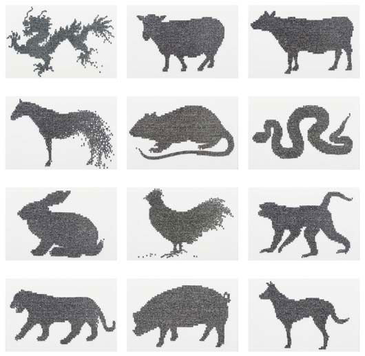 BAI YILOU, Animal Destiny, 2005: Animal Destiny, 2005. Twelve colour coupler prints. Each: 67 × 100 cm (26 3/8 × 39 3/8 in). Each signed, titled in Chinese, dated ‘Animal Destiny Bai Yiluo 2005’ and numbered of 10 on th