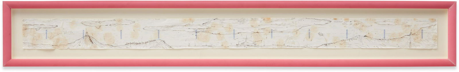 William Pope.L: #344F 6.29.05, 7.06.05, 9.02.05 Rossmann, from Failure Drawing series 2005 Mixed media drawing, on tissue paper, contained in the original artist's frame. 3 3/4 x 53 1/2 in. (9.5 x 135.9 cm) framed 8