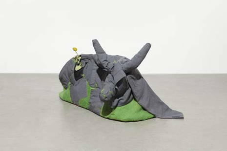 CHRISTIAN HOLSTAD, House Training #21, 2006: House Training #21, 2006. wool, leather, mohair, polyester, rubber, foam, and linen 42 x 15 x 21 in. (106.7 x 38.1 x 53.3 cm) PROVENANCE Daniel Reich Gallery, New York PLEASE NOTE this lot is offered