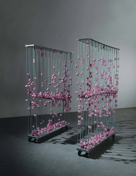 AGATHE SNOW, Untitled (Pink Balls), 2010: Untitled (Pink Balls), 2010. metal, rubber and acrylic Each metal structure: 95 5/8 x 71 3/4 x 11 in. (242.9 x 182.2 x 27.9 cm) PROVENANCE Acquired directly from the artist Private collection, New Yor