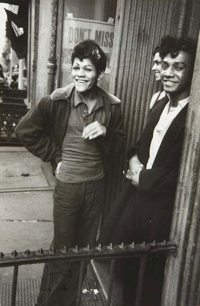 ROBERT FRANK, N.Y.C. Lower East-Side Puerto-Ricans,: N.Y.C. Lower East-Side Puerto-Ricans, circa 1954. Gelatin silver print. 12 7/8 x 8 1/2 in. (32.7 x 21.6 cm) Titled in ink by the artists, annotated 'The Americans 12 New York City' and '2696' in an un
