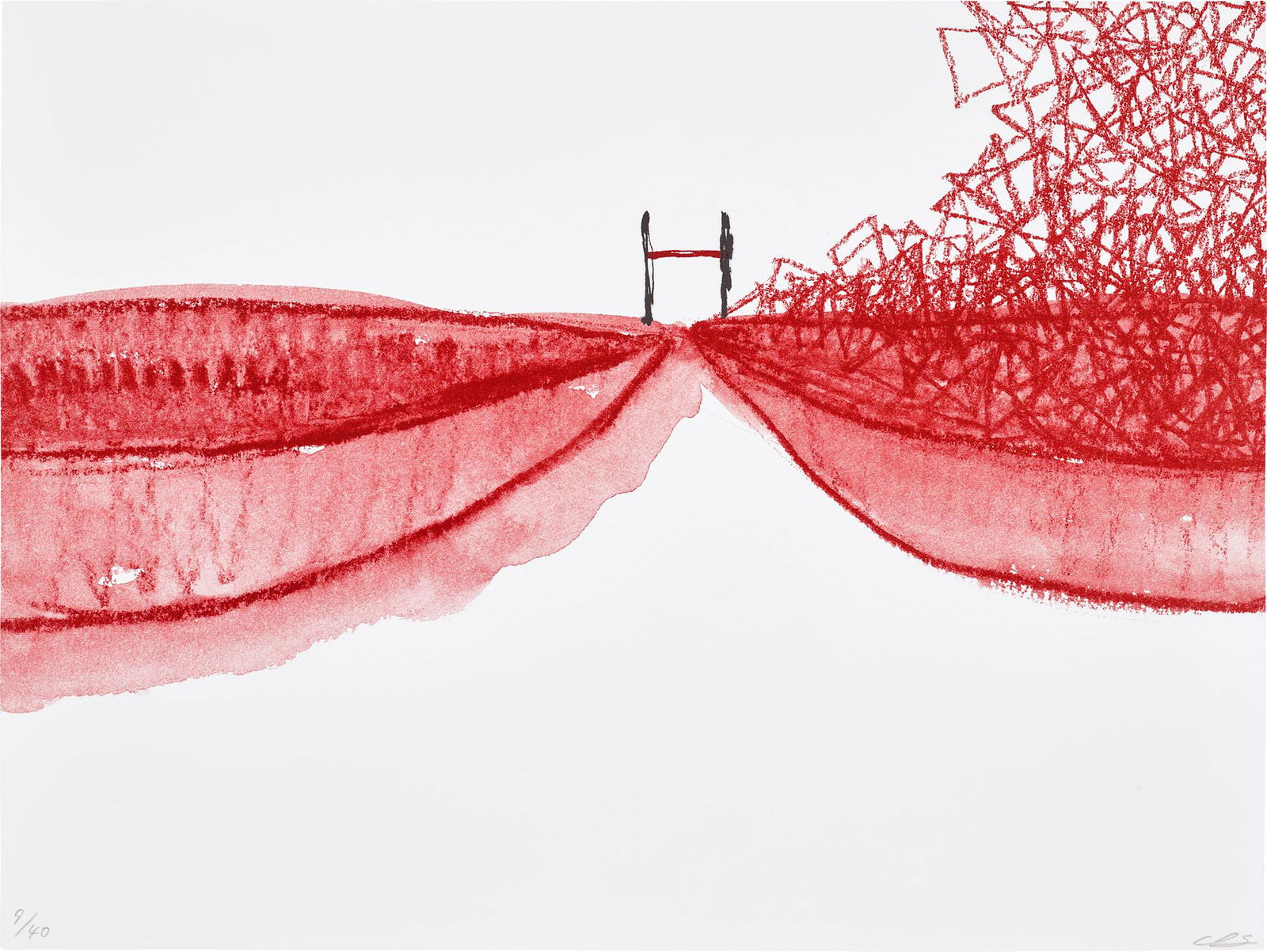 Chiharu Shiota: Meeting 2019 Lithograph in colours, on wove paper, the full sheet. S. 30 x 39.9 cm (11 3/4 x 15 3/4 in.) Signed and numbered 9/40 in pencil (there were also 4 artist's proofs), published for the exhib