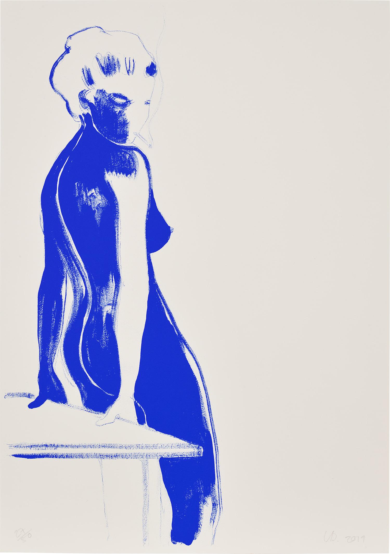 Lisa Brice: Untitled 2019 Screenprint in blue, on wove paper, the full sheet. S. 42.7 x 30 cm (16 3/4 x 11 3/4 in.) Signed with initials, dated and numbered 27/50 in pencil (there were also 8 artist's proofs), pu