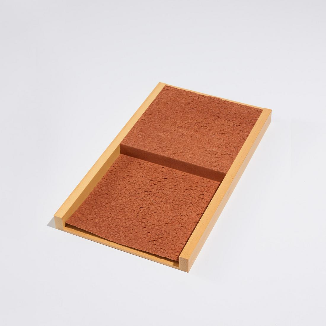 Richard Tuttle: Entertaining... 2002 Letterpress, on pigmented and embossed Dieu Donné cotton paper, the full sheet, within a sugar pine with satin polyurethane finish and maple plywood wooden artist's presentat