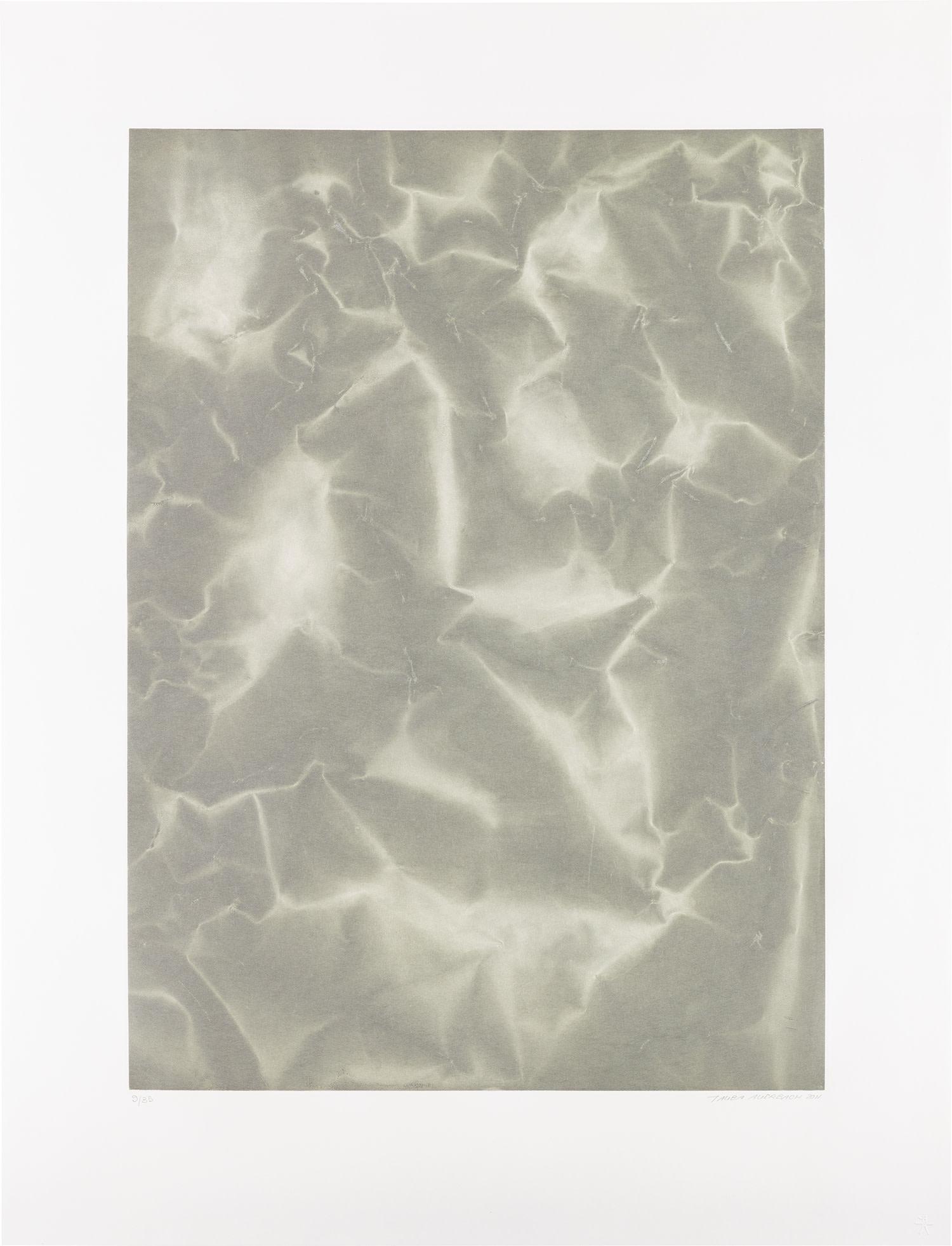 Tauba Auerbach: Plate Distortion II 2011 Aquatint in colors, on Kozo paper Chine collé to Revere paper, with full margins. I. 24 1/2 x 34 in. (62.2 x 86.4 cm) S. 44 x 33 5/8 in. (111.8 x 85.4 cm) Signed, dated a