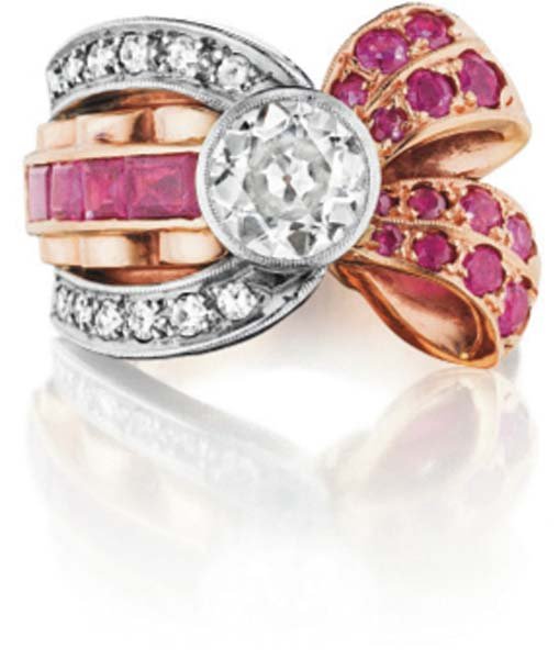 A Diamond and Ruby Ring.