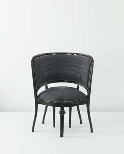 SEBASTIAN BRAJKOVIC, Prototype ‘Lathe III’ chair, 2: Prototype ‘Lathe III’ chair, 2007. Silk-embroidered upholstery, painted wood. 101 x 75 x 60 cm (39 3/4 x 29 1/2 x 23 5/8 in) Together with a signed certificate of authenticity from the artist.b