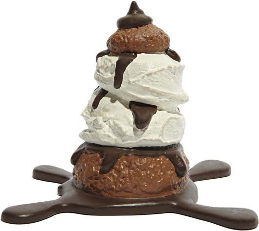 CLAES OLDENBURG, Profiterole, 1989: Profiterole, 1989. Cast aluminum edition sculpture hand-painted by the artist, 6 x 8 1/8 x 8 5/8 in (15.2 x 20.6 x 21.9 cm) incised with signature, titled, dated `89' and numbered 21/75 on the undersi
