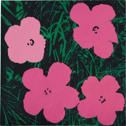 ELAINE STURTEVANT, Study for Warhol Flowers, 1971: Study for Warhol Flowers, 1971. synthetic polymer paint and silkscreen ink on canvas 22 x 22 in. (55.9 x 55.9 cm) Signed and titled "Study for Warhol Flowers, Sturtevant" on the reverse. PROVENANCE Ac