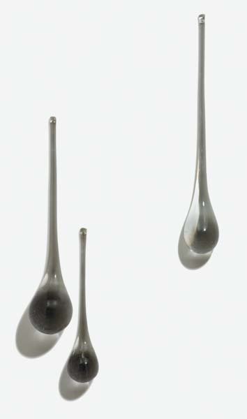 ROB WYNNE, 3 Drops, 2011: 3 Drops, 2011. sculpted glass overall: 44 x 24 x 4 in. (111.8 x 61 x 10.2 cm) This work is accompanied by the artist's installation instructions. PROVENANCE Courtesy of the artist SOLD TO BENEFIT BAM