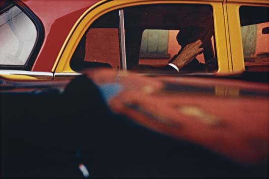 SAUL LEITER, Taxi, 1957: Taxi, 1957. Colour coupler print, printed later. 33 × 49.3 cm (12 7/8 × 19 3/8 in) Signed in ink on the verso. One from an edition of 10. PROVENANCE Fifty One Fine Art Photography, Antwerp LITERATUR