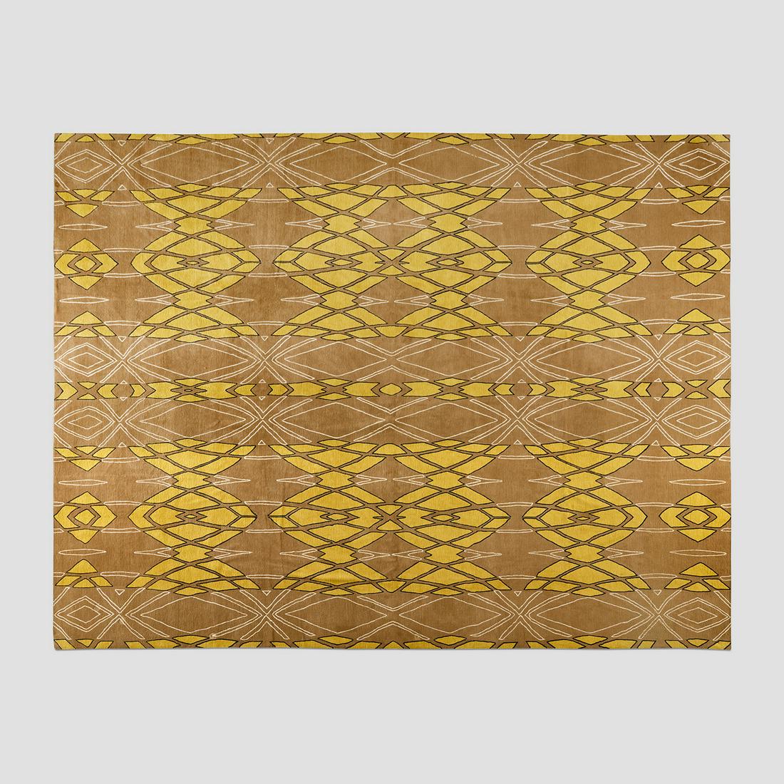 Federica Tondato: Vid carpet 2015 Wool. 162 1/2 x 208 in. (412.8 x 528.3 cm) Produced by Fedora Design, New York. Reverse with paper label printed fedora design and inscribed in marker VID/1 / 10/2015/NEPAL 100% wool.