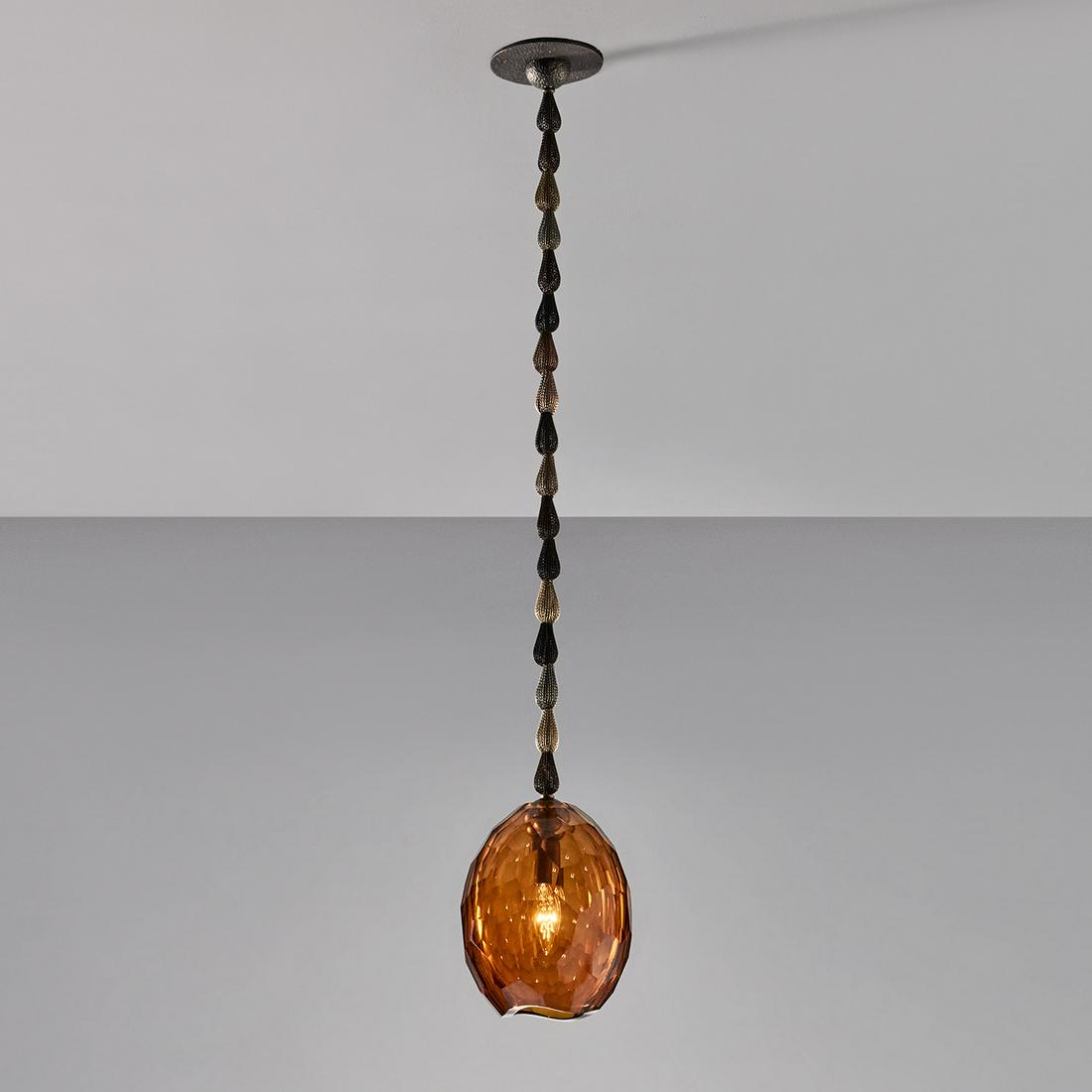 David Wiseman: Glacier ceiling light circa 2011 Crystal, patinated brass, patinated bronze. 40 in. (101.6 cm) drop, 6 3/4 in. (17.1 cm) diameter Provenance R & Company, New York Private Collection, New York Acquired