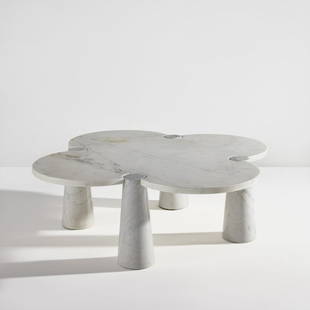 Angelo Mangiarotti: Coffee table, from the "Eros" series circa 1971 Carrara marble. 17 3/8 x 43 x 43 in. (44.1 x 109.2 x 109.2 cm) Provenance Wright, Chicago, "Important Design," December 11, 2007, lot 625 Acquired from