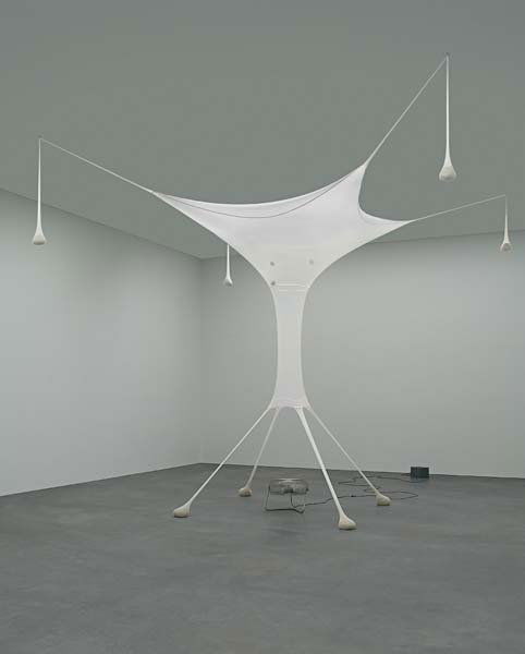 ERNESTO NETO AND FRANKLIN CASSARO, A Contemporary Wo: A Contemporary Woman and the Shadow of the Wind, 2004. polyamide, sand, paper, and ventilator 122 x 157 1/2 x 157 1/2 in. (310 x 400 x 400 cm) This work is accompanied by a certificate of authenticity