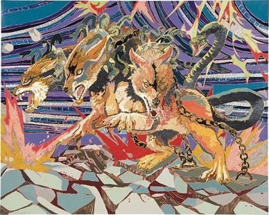 FERNANDA BRUNET, Mis demonios "Canservero", 2011: Mis demonios "Canservero", 2011. acrylic on linen 63 x 79 in. (160 x 200.7 cm) Signed, titled, and dated "'MIS DEMONIOS' 'CANSERVERO' 2011 FBRUNET" on the reverse. PROVENANCE Private collection, New Y
