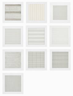 Agnes Martin: Agnes Martin Painting and Drawings 1974-1990 1991 The complete set of 10 lithographs in colors, on firm transparency paper, with full margins, with text, the sheets loose (as issued), with the accompa