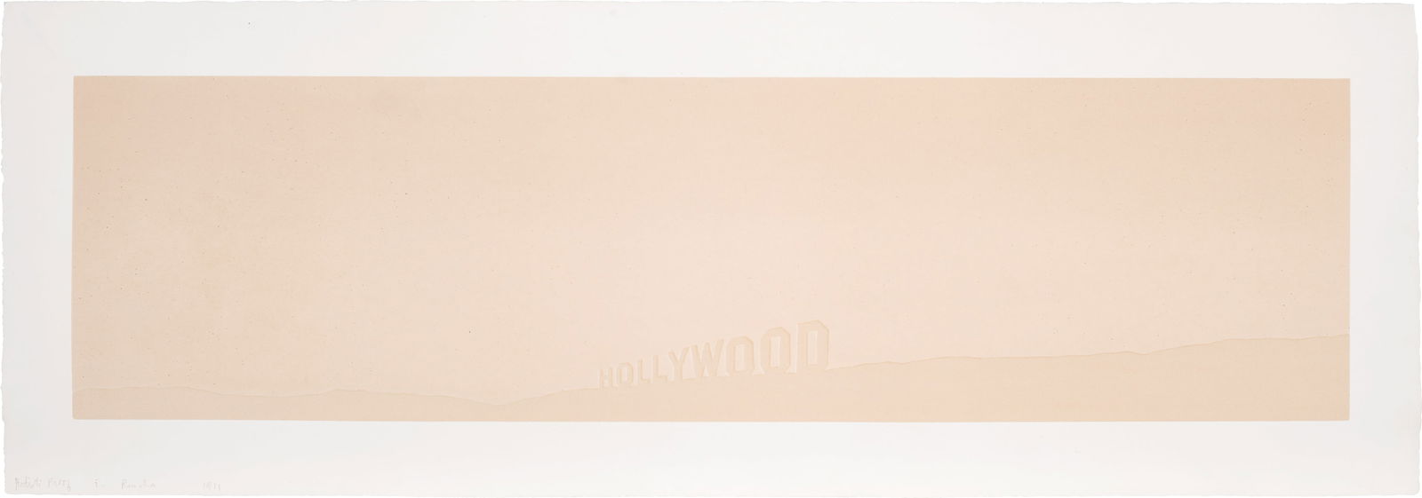 Ed Ruscha: Fruit Metrecal Hollywood (E. 53) 1971 Screenprint in grape jam, apricot jam and Metrecal, on Copperplate Deluxe paper, with full margins. I. 25.7 x 95.8 cm (10 1/8 x 37 3/4 in.) S. 37.1 x 106.7 cm (14