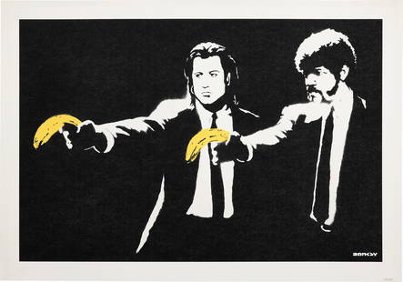 Banksy: Pulp Fiction 2004 Screenprint in colours, on wove paper, with full margins. I. 41.9 x 62.9 cm (16 1/2 x 24 3/4 in.) S. 48.9 x 69.9 cm (19 1/4 x 27 1/2 in.) Numbered 36/600 in pencil, an unsigned impre