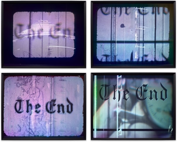 Ed Ruscha: The End 1998-2016 The complete set of four holograms in colours. all framed 29.7 x 37.5 cm (11 3/4 x 14 3/4 in.) All numbered 20/23 and annotated consecutively from 'RU(20)1' to 'RU(20)4' (printed) on