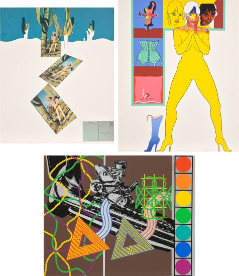 Allen Jones and Peter Phillips: 11 Pop Artists, Volume I and II: three plates 1965 One lithograph in colours, and two screenprints in colours, on wove paper, the full sheets. Miss America S. 60.5 x 50.9 cm (23 7/8 x 20 in.) Pour les