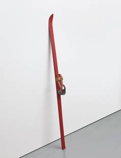 Salvatore Scarpitta: Red Friar (Sci Ribelle) 1990 Painted fiberglass ski, wood, leather and galvanized metal multiple. 84 x 5 x 5 in. (213.4 x 12.7 x 12.7 cm) Incised with signature, date and numbered '1' on the underside