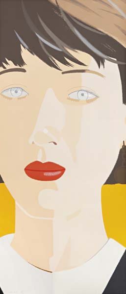 ALEX KATZ, Samantha, 1987: Screenprint in colors, on wove paper, the full sheet,. S. 66 1/2 x 28 1/2 in (168.9 x 72.4 cm). signed and numbered 10/80 in pencil (there were also 12 artist's proofs), published by Simca Print Artis