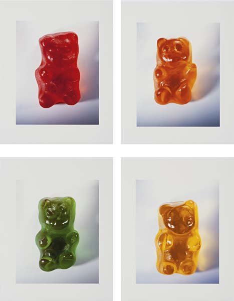 VIK MUNIZ, Gummy Bears, 2002: The complete set of four Duraflex prints, on smooth photo paper, with full margins,. all I. 10 x 8 in (25.4 x 20.3 cm); all S. 14 x 11 in (35.6 x 27.9 cm). all with label printed with artist's name, t