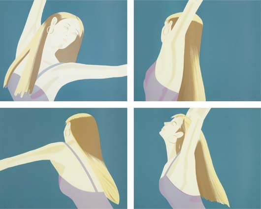 ALEX KATZ: Night: William Dunas Dance 1-4/Pamela, 1983. The complete set of four lithographs in colors, on Arches Cover paper, the full sheets, S. 25 x 31 1/4 in (63.5 x 79.4 cm). signed and numbered `A.P. 10/42