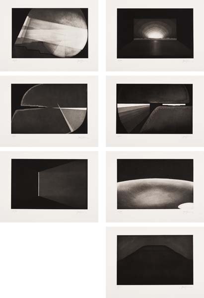 JAMES TURRELL, Deep Sky, 1984: The complete set of seven aquatints, on Rives BFK paper, with full margins, all signed and numbered 38/45 in pencil (there were also 10 artist's proofs in Roman numerals), published by Peter Blum Edit