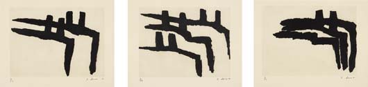 RICHARD SERRA, Eidid I; Eidid II; and Eidid III, 1991: Three etchings, on Fabriano Murillo paper, with full margins, all signed, dated `91' and each numbered 3/50, 3/49 and 3/54 respectively in pencil (there were also 10 artist's proofs for all), publishe