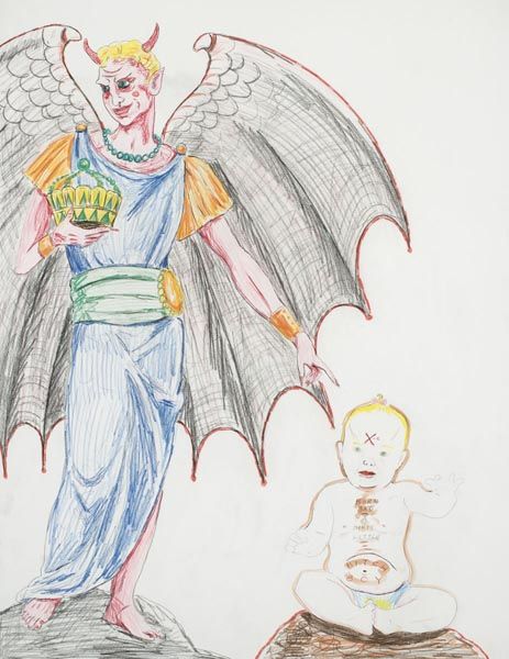 MIKE KELLEY (b. 1954) Original Sin. Signed a: MIKEKELLEY(b. 1954)Original Sin.Signed and dated "M. Kelley 1997" on the reverse. Graphite, pen and ink, colored pencil and