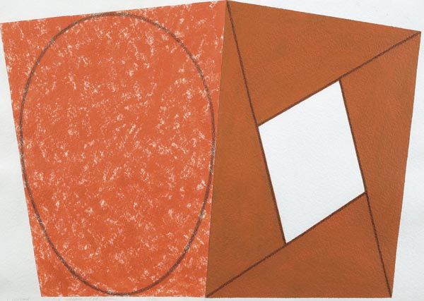 ROBERT MANGOLD (b. 1937) Red Elipse/Red Frame: ROBERTMANGOLD(b. 1937)Red Elipse/Red Frame.Signed, titled and dated "R. Mangold Red Elipse/Red Frame 1987" lower right. Acry