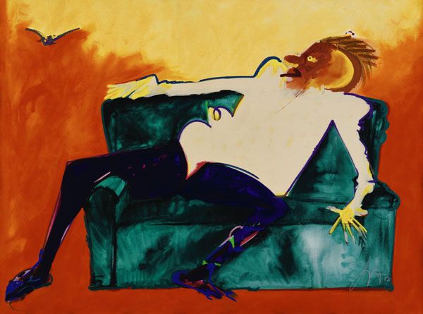 IVALD GRANATO (b. 1956) Two Works: (I) Der Exp: IVALDGRANATO(b. 1956)Two Works: (I) Der Expressionist; (II) Microphone de Maria.Oil on canvas.(I)