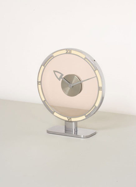 MAUTHE Table clock, ca. 1935 Chrome-plated