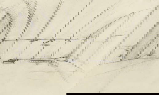 RACKSTRAW DOWNES b. 1939 Chinati East Building,: RACKSTRAW DOWNESb. 1939Chinati East Building, 1998Graphite on tan paper.19 ¾ x 30 ¾