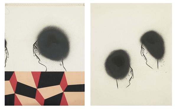 BARRY MCGEE b. 1966 Untitled (Two Works), 2004: BARRYMCGEEb. 1966Untitled (Two Works), 2004Pen and ink and spraypaint on paper.14 ¨û x 11 in. (35.