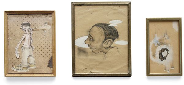 BARRY MCGEE b. 1966 Untitled (Twist), ca. 1990: BARRYMCGEEb. 1966Untitled (Twist), ca. 1990Graphite, colored pencil, oil and paper collage on paper in the artist's frames.<