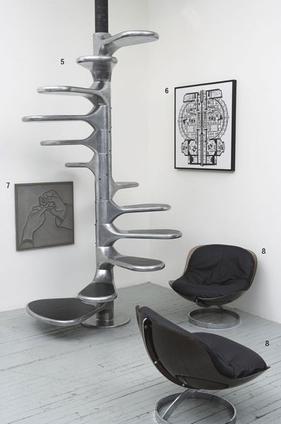 BORIS TABACOFF Pair of chairs, ca. 1969 Smo: BORISTABACOFFPair of chairs, ca. 1969Smoke colored Plexiglas, chrome-plated metal, leather, foam (2).