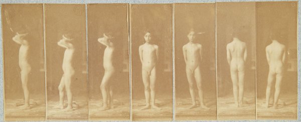 THOMAS EAKINS 1844-1916 Study of a Young Boy,: THOMASEAKINS1844-1916Study of a Young Boy, circa 1883Seven albumen prints, mounted to a single card.