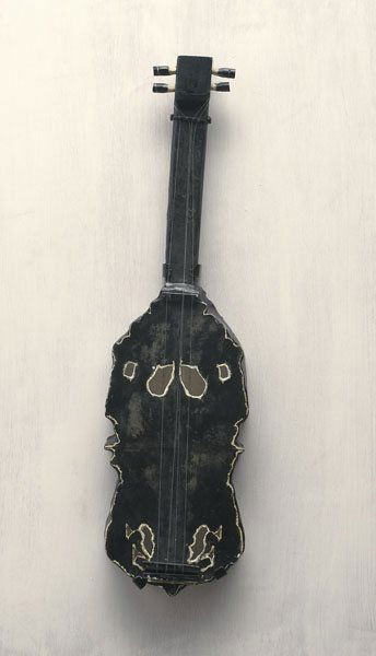MIKE KELLEY b. 1954 Untitled (Rorschach Violin: MIKEKELLEYb. 1954Untitled (Rorschach Violin)Paper, wood, ink, monofilament and glue;24 x 6 ¾ x 1 ¾