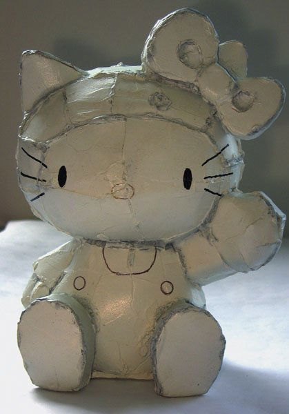 TOM SACHS b. 1966 Hello Kitty, 2001 Bronze wi: TOMSACHSb. 1966Hello Kitty, 2001Bronze with white patina.7 ½ x 5 ½ x 4 ½ in.