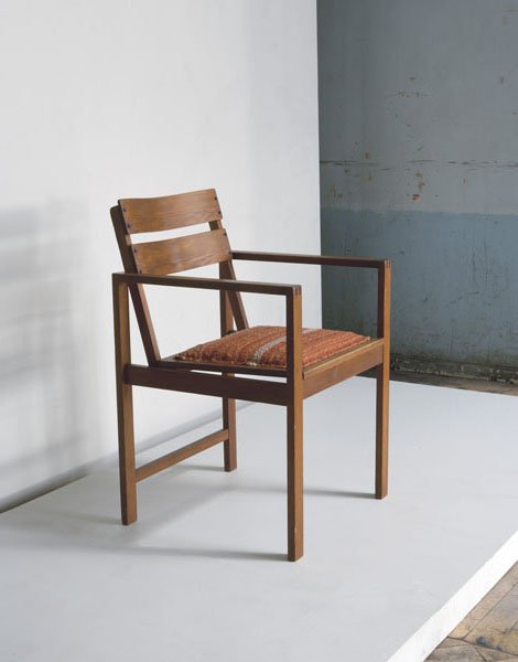 ERICH DIECKMANN 1896-1944 Typenarmlehnstuhl, ca: ERICHDIECKMANN1896-1944Typenarmlehnstuhl, ca. 1926Stained oak, fabric.32 ¼ in. (82 cm) high
