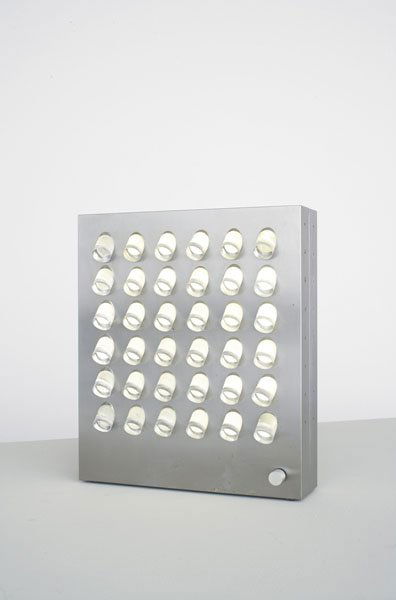 ANGELO LELLI "President" lamp, ca. 1970 Stai: ANGELOLELLI"President" lamp, ca. 1970Stainless steel, lucite rod. Manufactured by Arredoluce, Monza, Italy. With the manufac